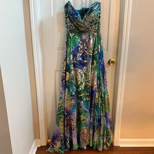 Elegant MacDugal Multicolor Strapless Gown